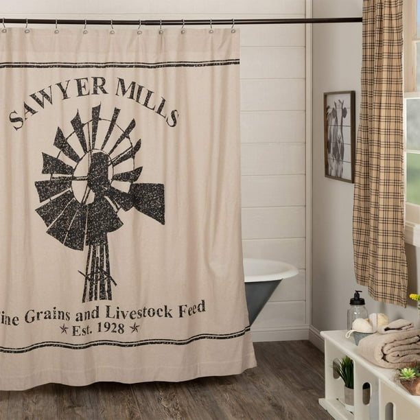 SAWYER MILL POULTRY Shower Curtain Farmhouse Rooster Chicken VHC Primitive